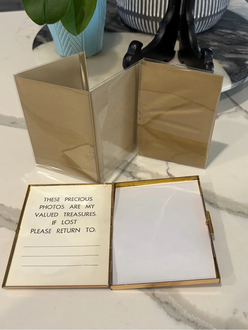 Vintage Gold 'Our Family' Decorative Photo Frame Stand 1950 -1960